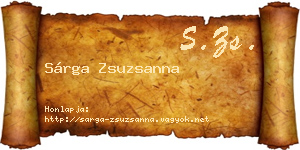Sárga Zsuzsanna névjegykártya